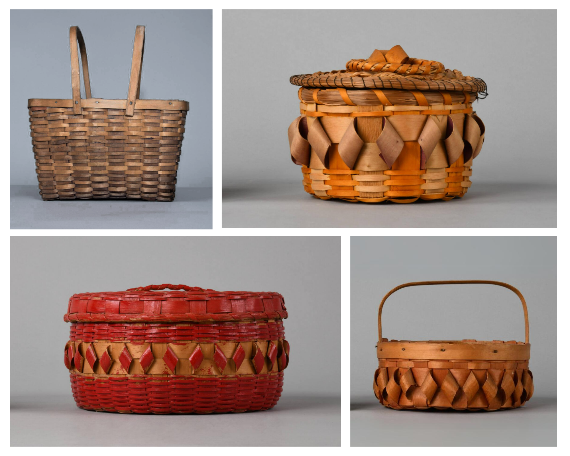 Collage of four baskets in the Ray Sark Basket Collection