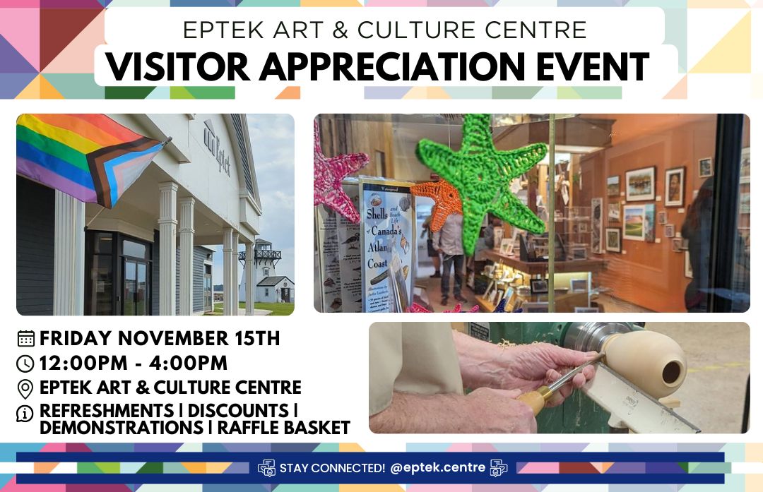 Visitor Appreciation event poster with a picture of the gift shop at Eptek